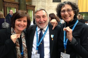 Three members of the GSSPA Board are Columbia Gold Key recipients after Friday's awards ceremony at Columbia University. From left are Andi Mulshine, the newest recipient, and John Tagliareni and Bonnie Blackman, who were so  honored in previous years.